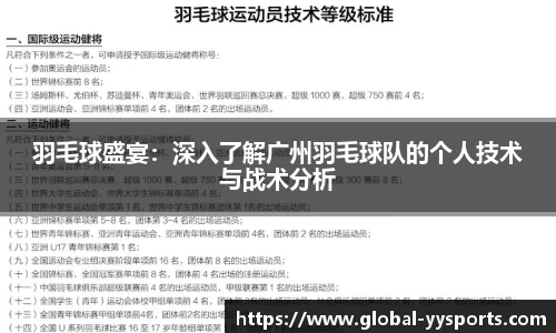 羽毛球盛宴：深入了解广州羽毛球队的个人技术与战术分析